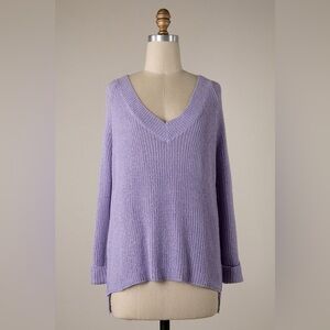 V-Neck Lavender Knit Sweater